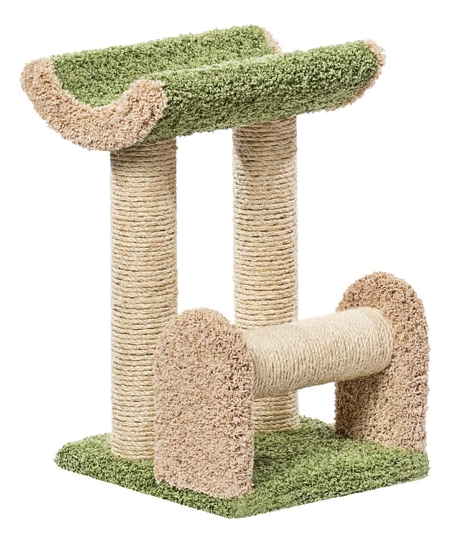 Комплекс для кошек Пушок Винни, зеленый, бежевый, 2 уровня
