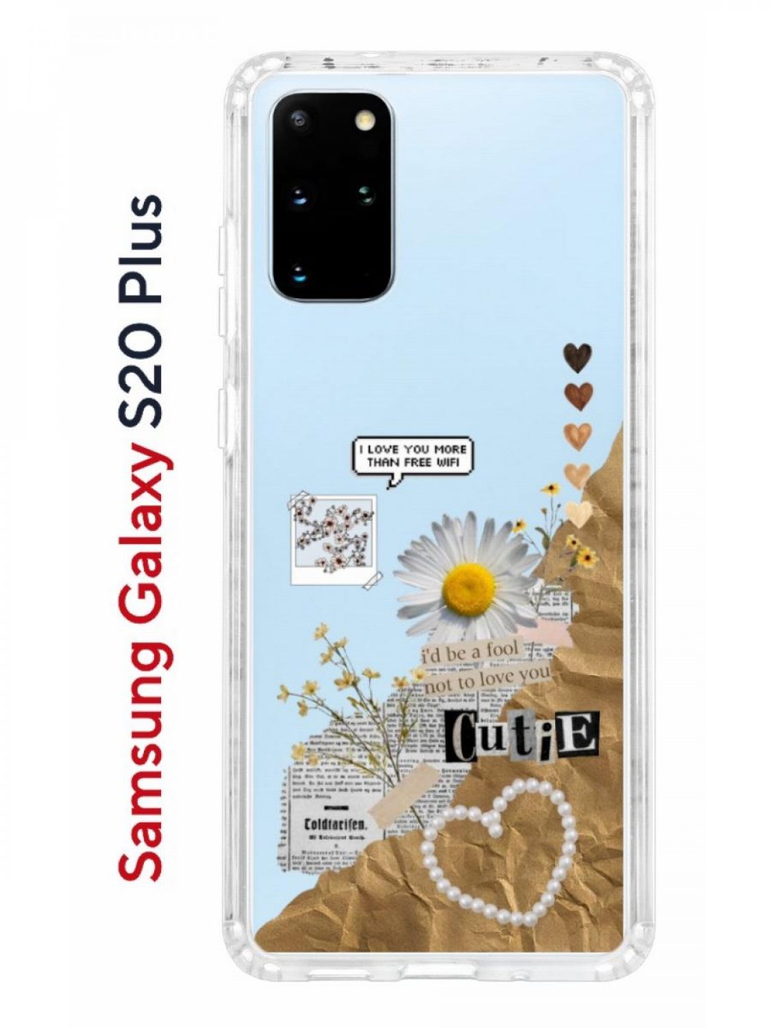 Чехол на Samsung S20 Plus Kruche Print Крафтовые наклейки,противоударный  бампер с принтом, купить в Москве, цены в интернет-магазинах на Мегамаркет