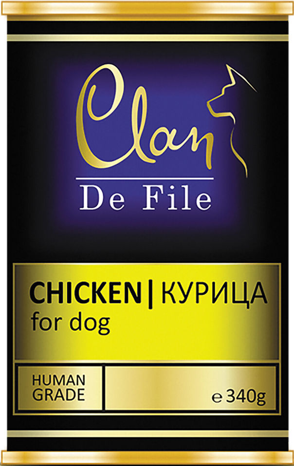 Консервы для собак Clan de File, монобелковые, курица, 340г