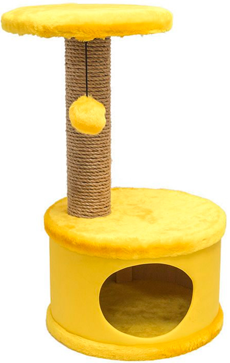 Комплекс для кошек Дарэлл Конфетти, желтый, 2 уровня, искусственный мех 37 х 37 х 73 см