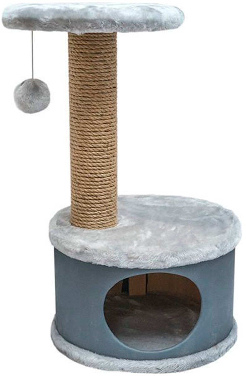 Комплекс для кошек Дарэлл Конфетти, искусственный мех, экокожа, джут, серый, 37х37х73 см