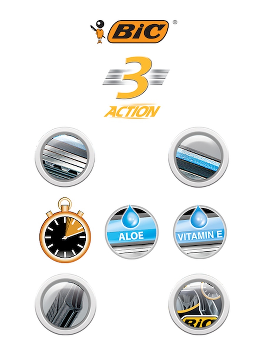 Станок для бритья bic бик 3 action одноразовий 4шт