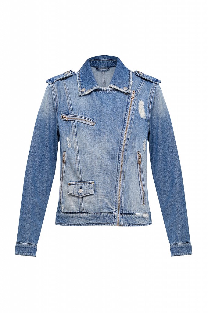 Джинсовая куртка женская Finn Flare B21-15001 синяя 48