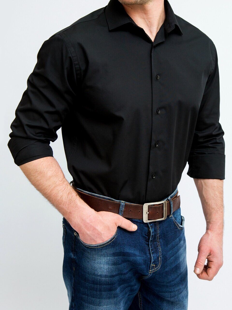 Рубашка мужская WOMEN MEN WMOD21B09-170 черная 39