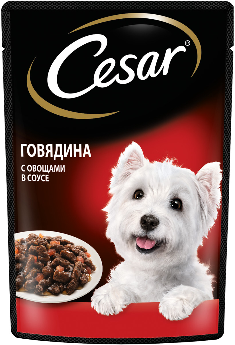 Влажный корм для собак Cesar, говядина, овощи, в соусе, 28шт по 85г