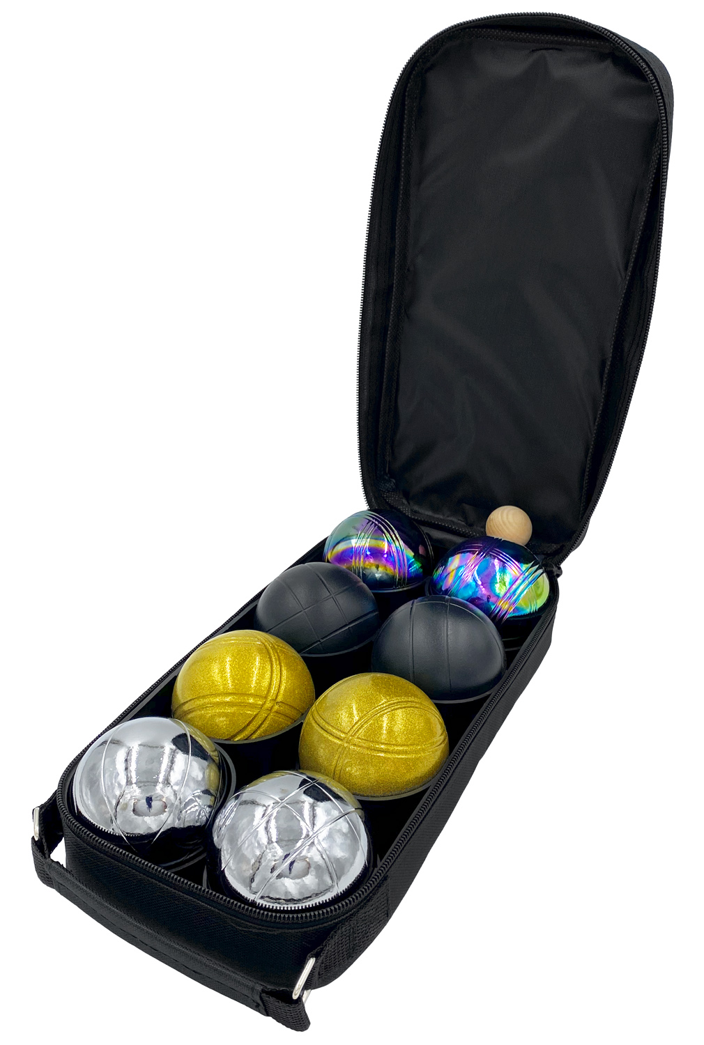 Петанк 8 шаров (стальной+золотой+черный+радужный) - купить в ООО "Энергия движения", цена на Мегамаркет