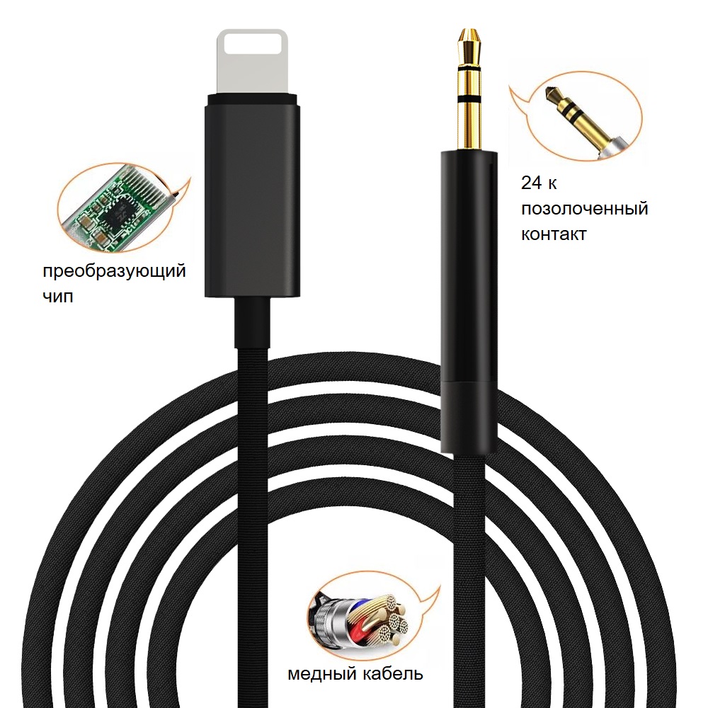 Кабель Aux для Apple NTM аукс для айфона черный - отзывы покупателей на  маркетплейсе Мегамаркет | Артикул: 600004667965