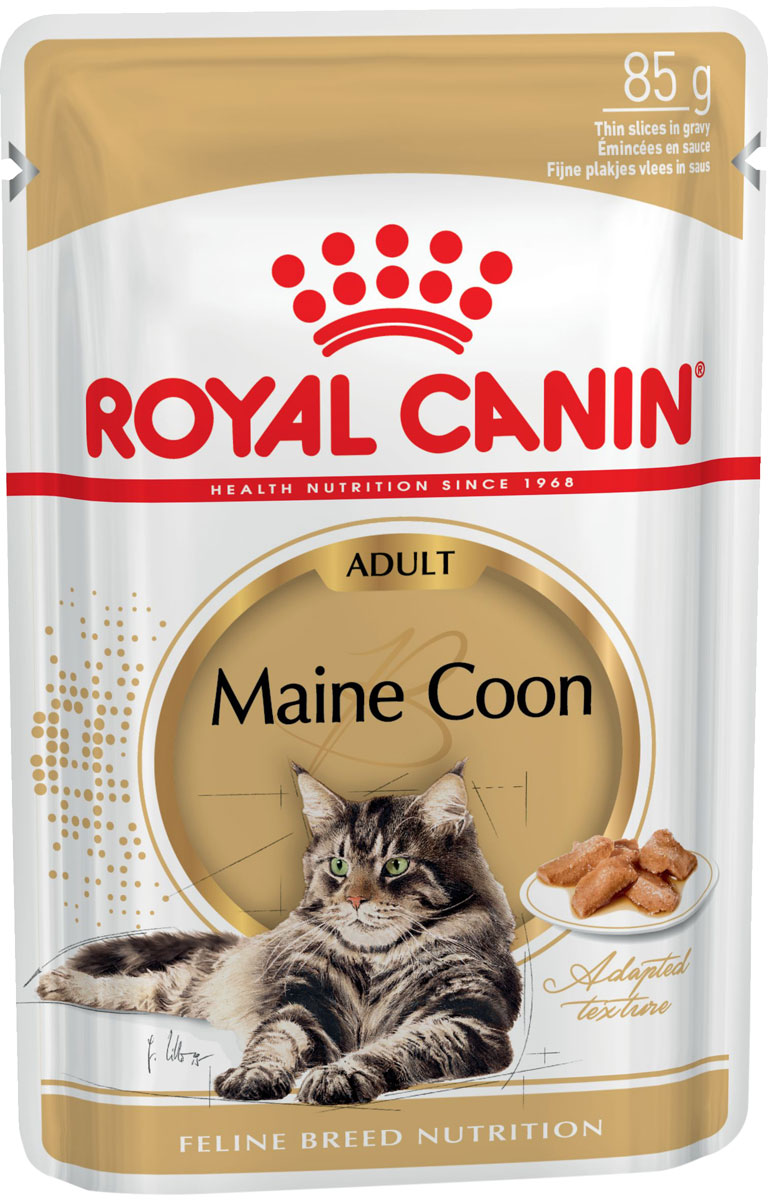 Влажный корм для кошек ROYAL CANIN Maine Coon Adult, мейн-кун, соус, 12шт по 85г