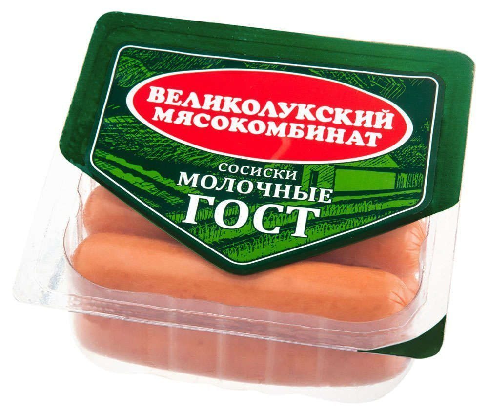 Сосиски Великолукский МК молочные вакуумная упаковка 330 г