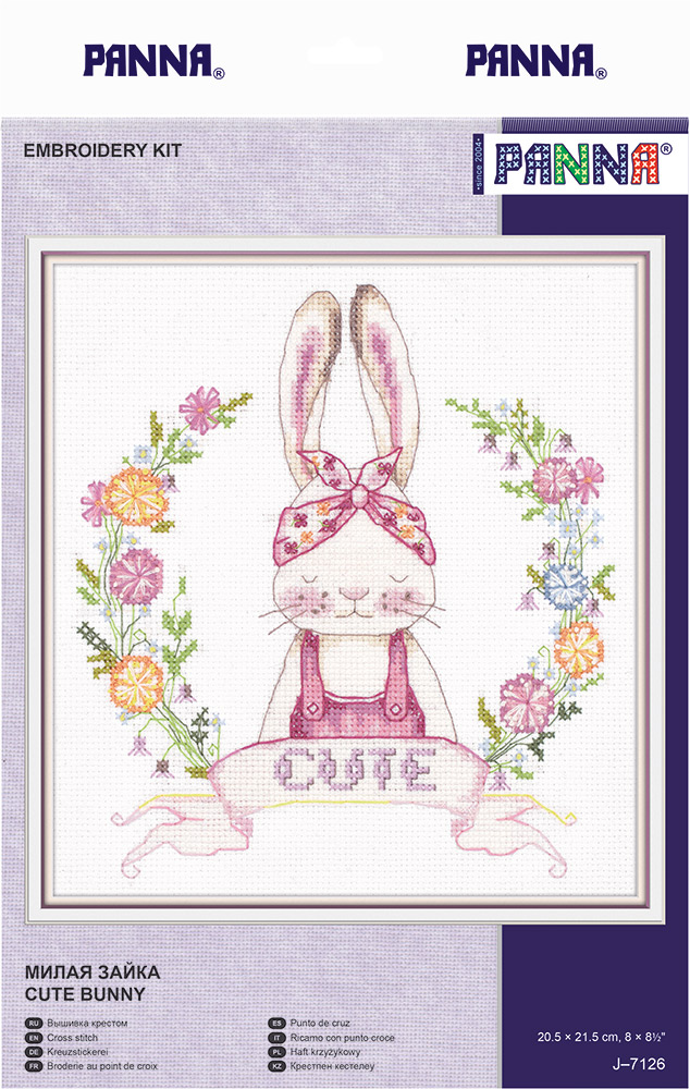 Набор для вышивания крестом Panna "Милая зайка", 20,5x21,5 см, арт. J-7126