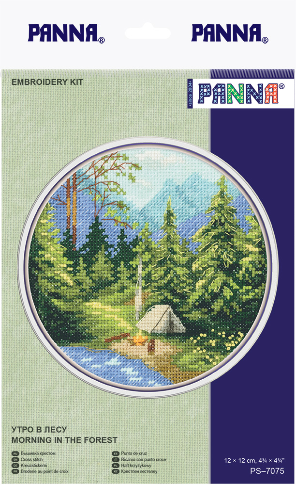 Набор для вышивания крестом Panna "Утро в лесу", 12х12 см, арт. PS-7075