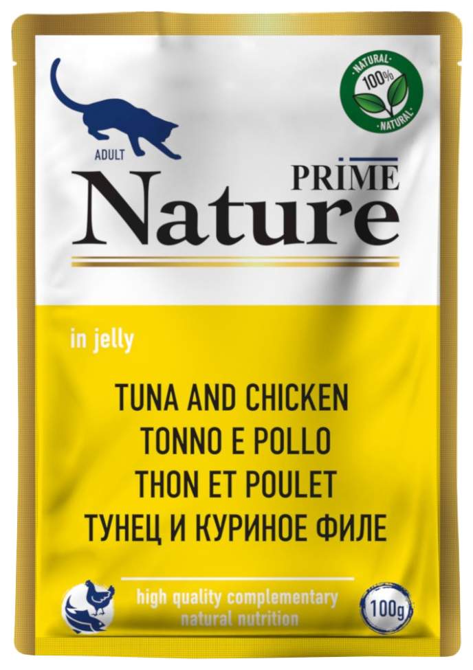 Купить влажный корм для кошек Prime Nature, тунец и куриное филе, 24x100 г, цены на Мегамаркет | Артикул: 100060298989