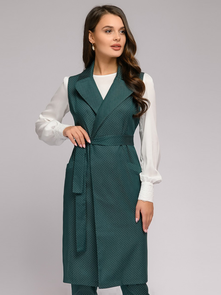 Жилет женский 1001dress DM01676 зеленый 40 RU