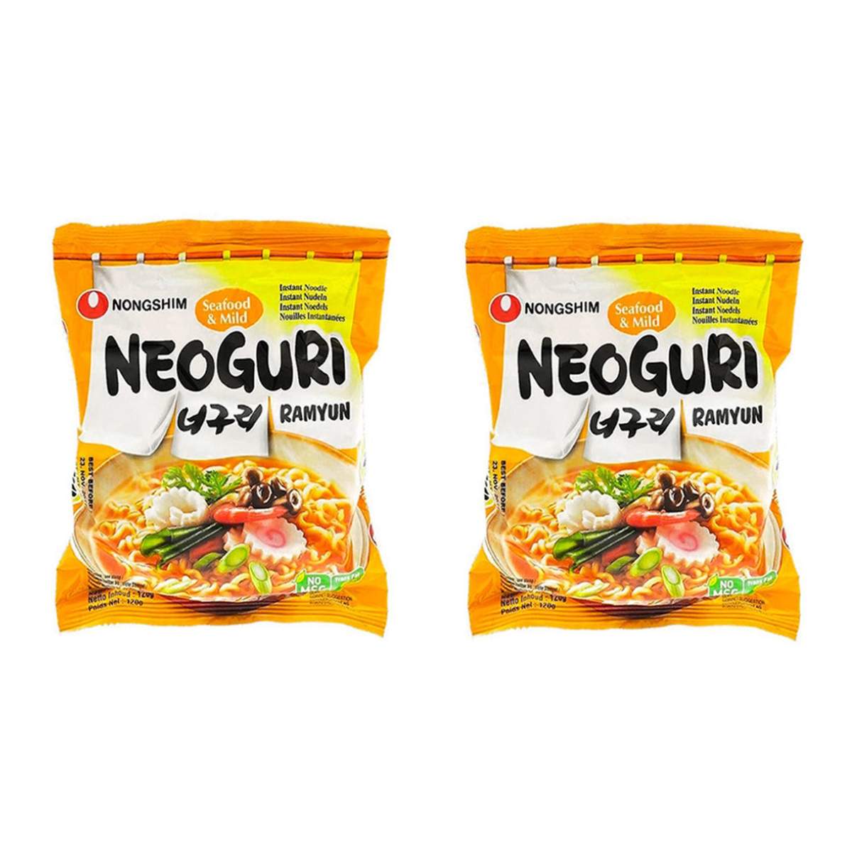 Купить лапша Nongshim Neoguri Ramyun не острая, со вкусом морепродуктов 2 шт по 120 г, цены на Мегамаркет | Артикул: 600018026410