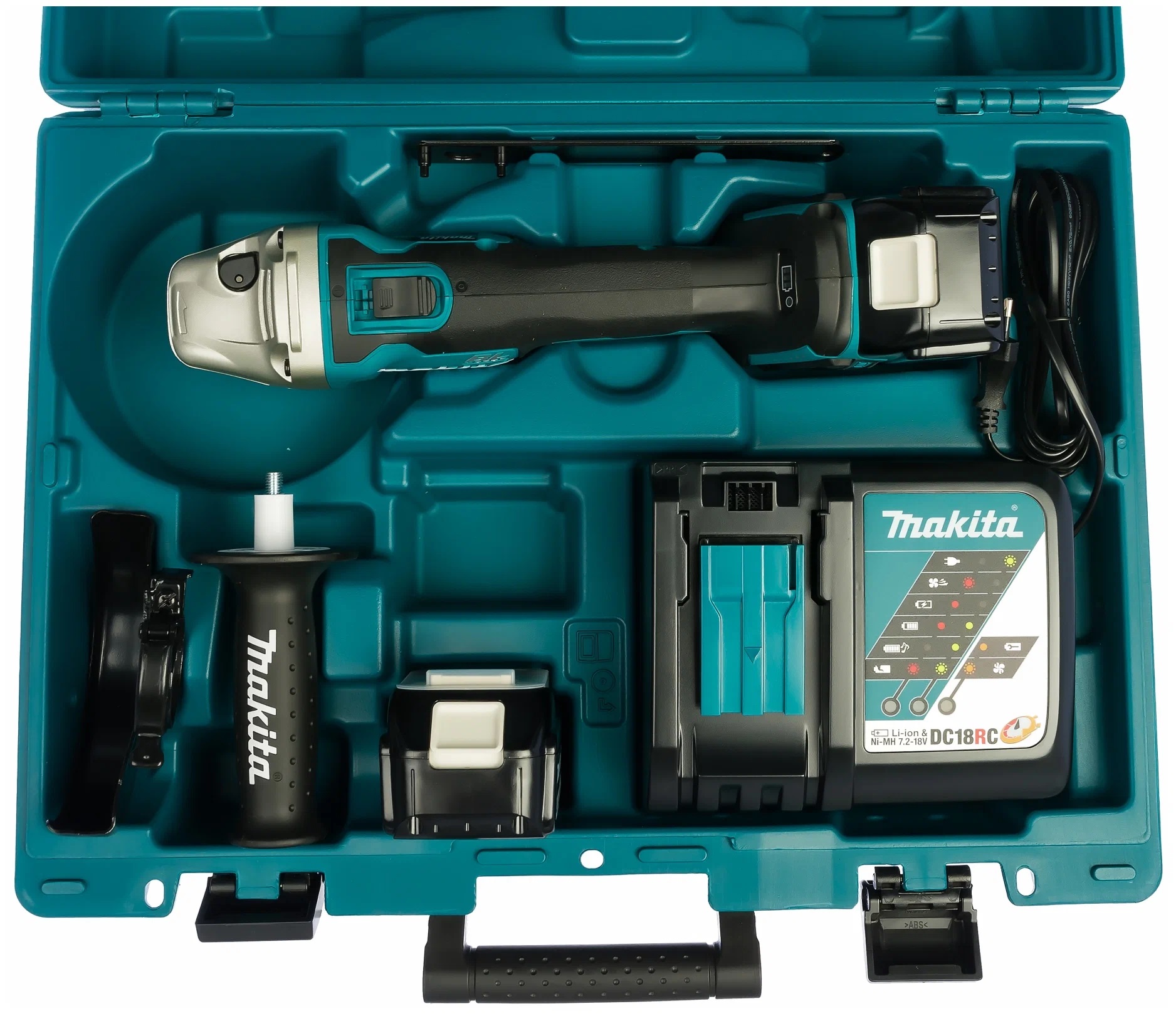 Шлифмашина угловая Makita DGA504RME аккумуляторная, 18В, 2х4Ач Li-ion, 8500  об/м купить в интернет-магазине, цены на Мегамаркет