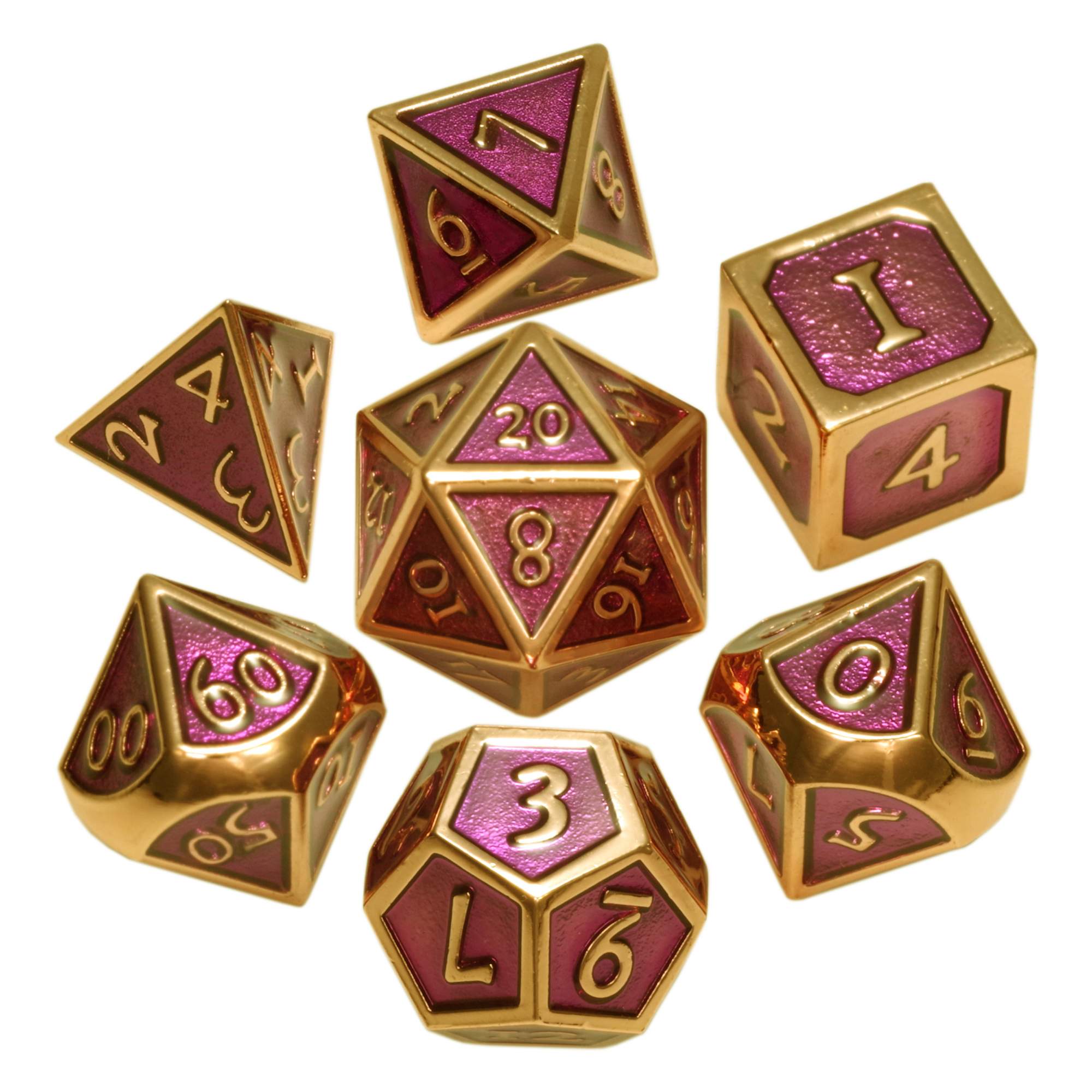 Купить набор металлических игральных костей d4,d6,d8,d10-2,d12,d20  stuff-pro золотой с фиолет., цены на Мегамаркет | Артикул: 100030529504