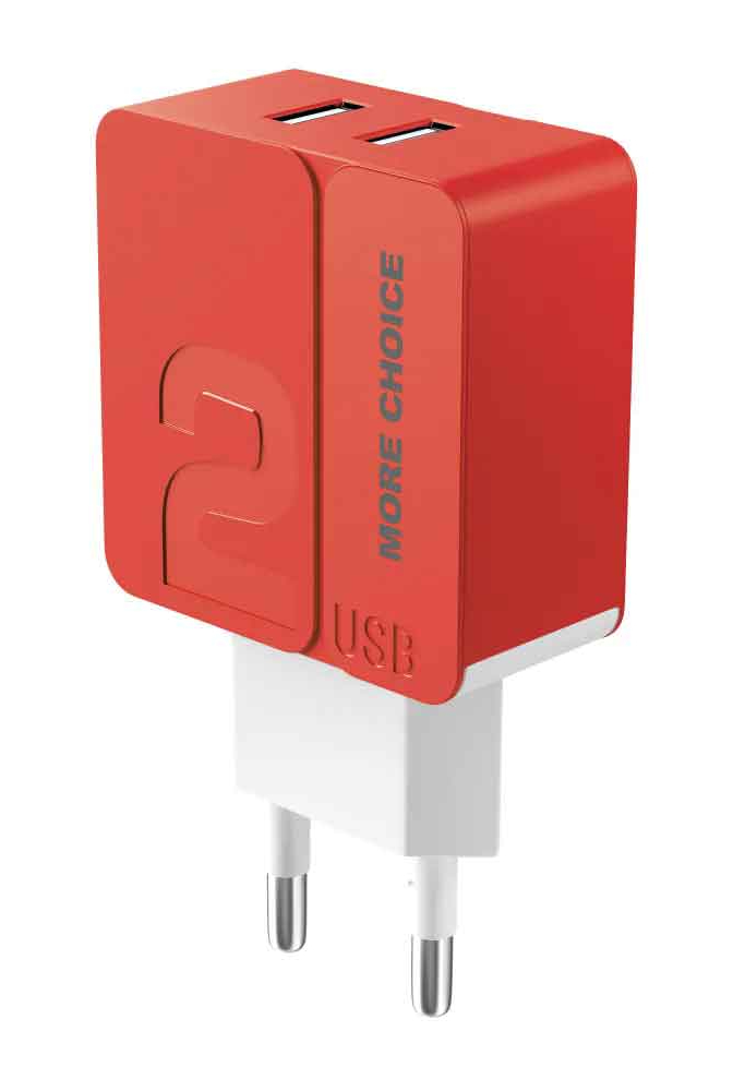 Сетевое зарядное устройство More Choice NC46i 2USB - Lightning 8-pin 2.4A, 1м Rеd - купить в More Choice, цена на Мегамаркет