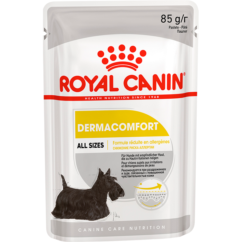 Влажный корм для собак ROYAL CANIN Dermacomfort, при аллергии, паштет, 12шт по 85г