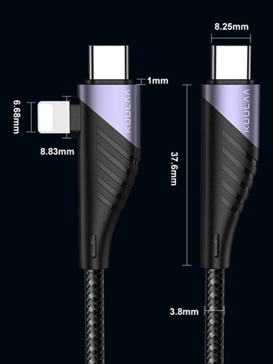 Kl x. Кабель Lightning Type-c. .Кабель kuulaa x51 USB - Lightning, длина 0,25м, Оплетка из ПВХ, цвет черный. Кабель Type-c