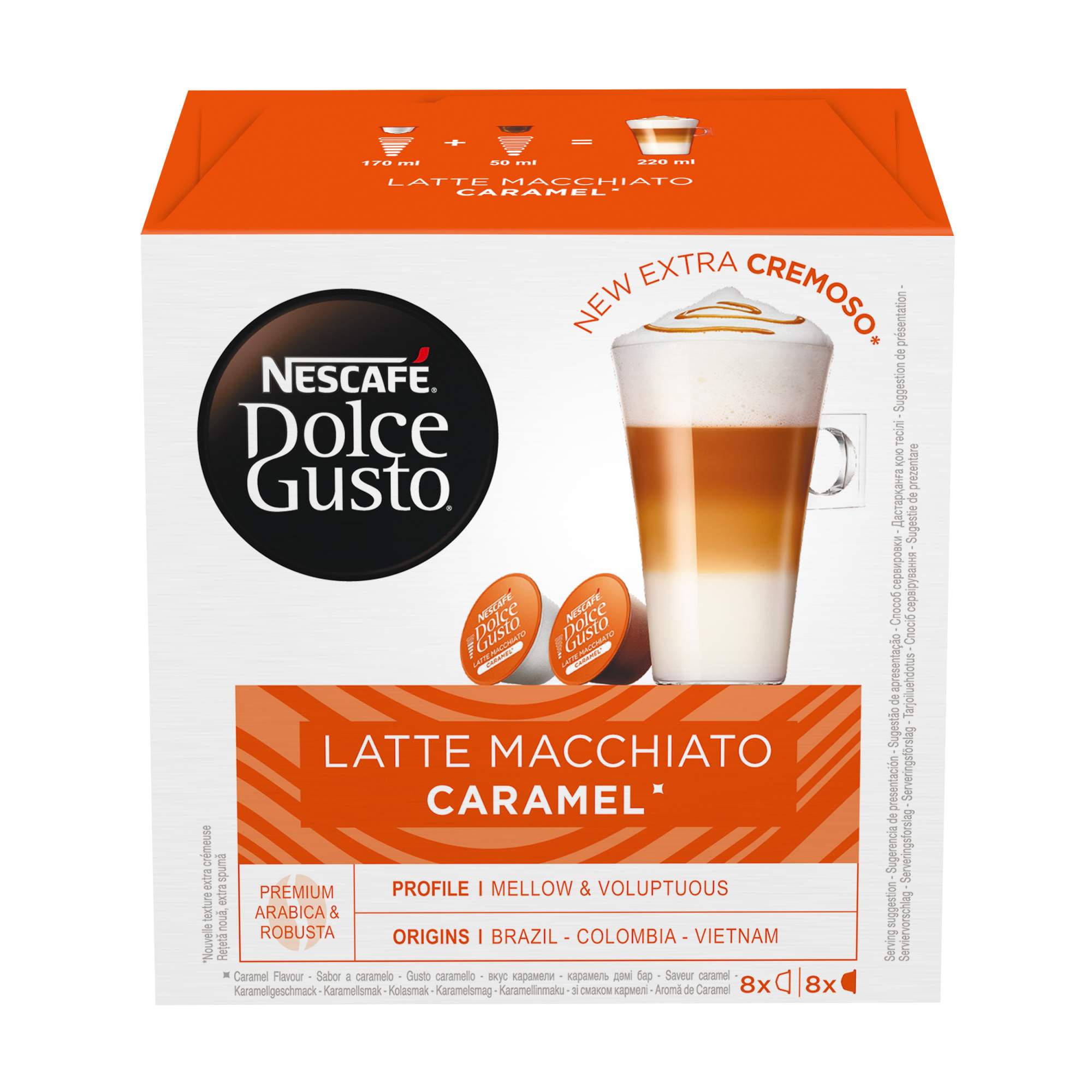 Кофе в капсулах NESCAFÉ Dolce Gusto Латте Макиато со вкусом карамели 3 кр по 16 капсул