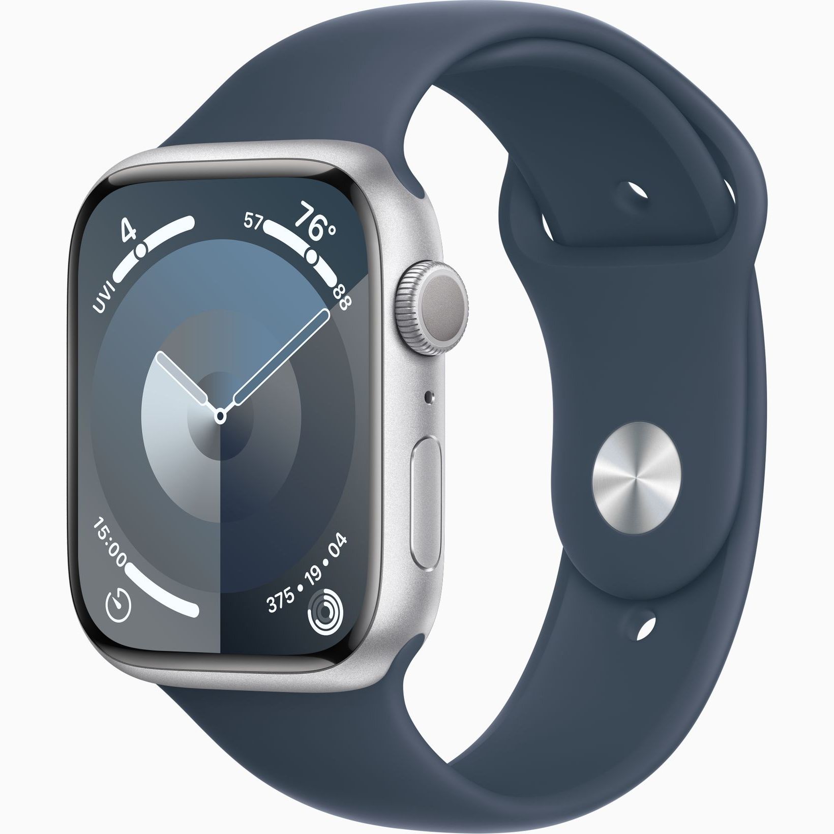 Смарт-часы Apple Watch 9 GPS, 45 mm, Silver Aluminium Case, SM, Storm Blue Sport Band, купить в Москве, цены в интернет-магазинах на Мегамаркет