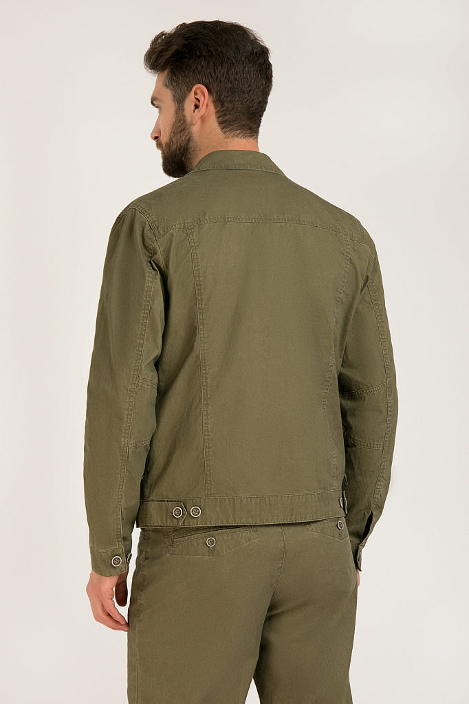 Джинсовая куртка мужская Finn Flare S20-22008 зеленая XL