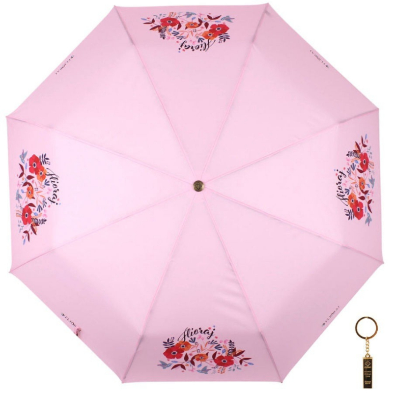 Зонт складной женский автоматический Flioraj 16092 FJ розовый