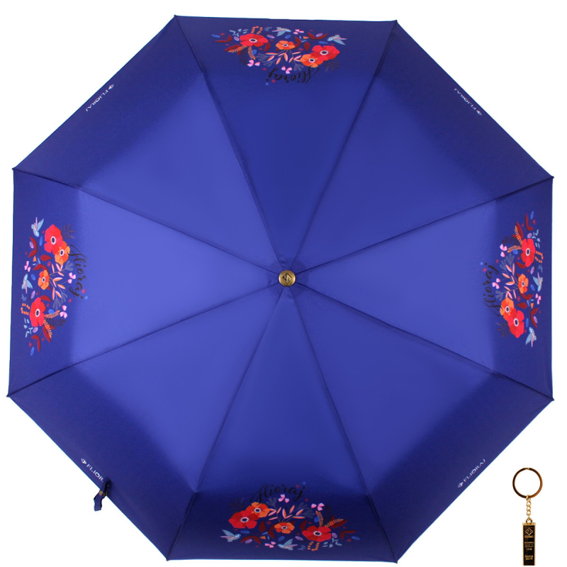 Зонт складной женский автоматический Flioraj 16093 FJ синий