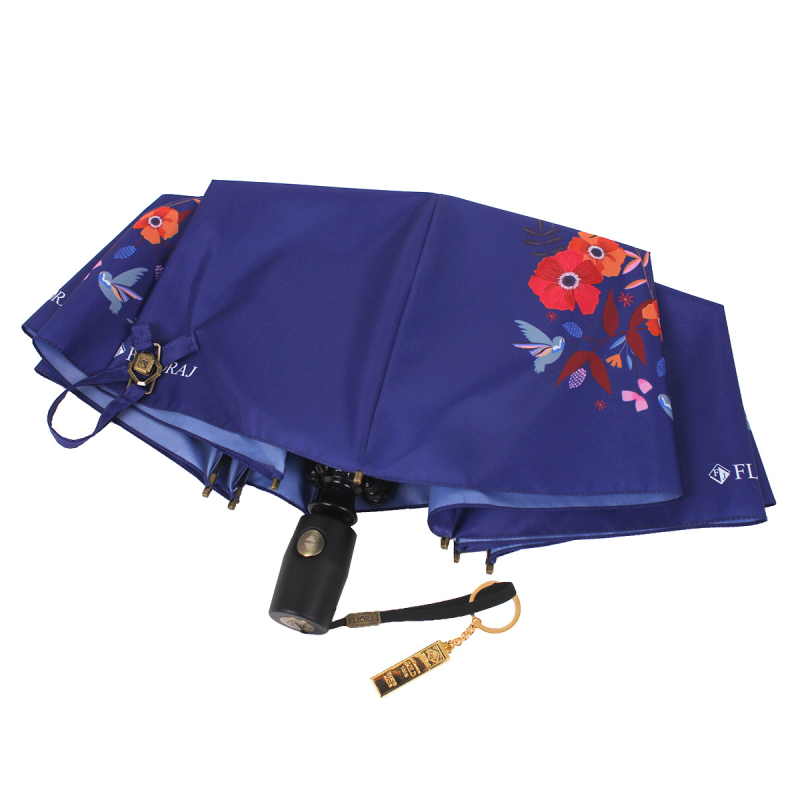 Зонт складной женский автоматический Flioraj 16093 FJ синий