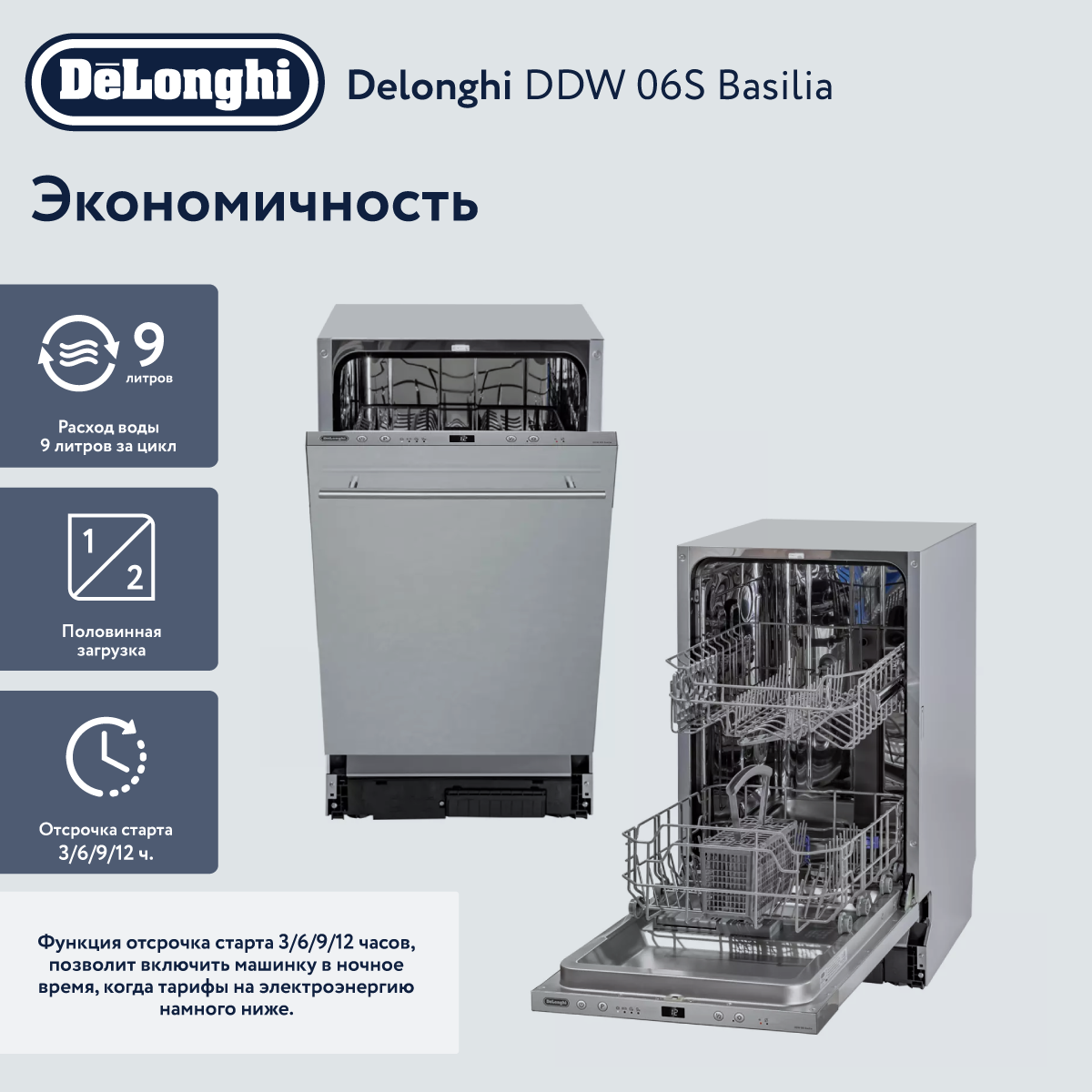 Встраиваемая посудомоечная машина DeLonghi DDW06S Basilia - купить в  HOLODILNIK.RU (Юг), цена на Мегамаркет