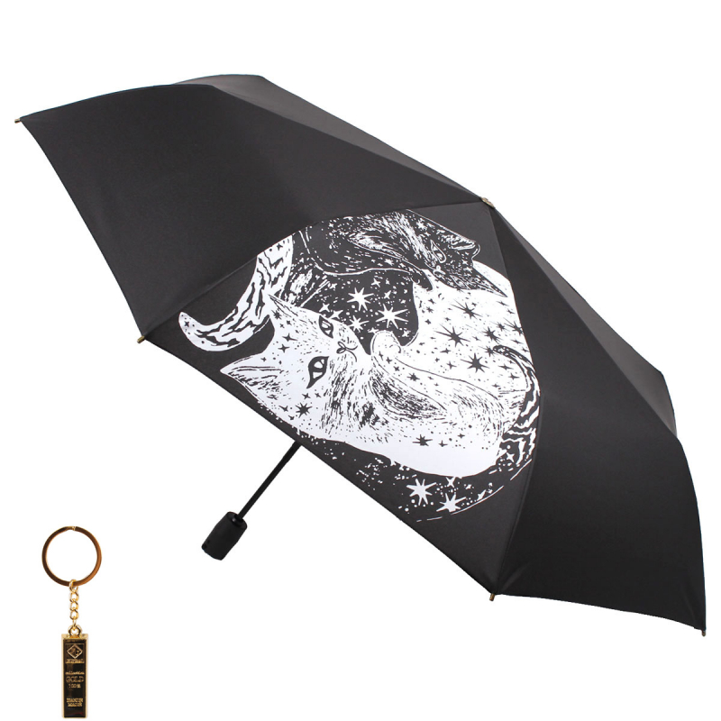 Зонт складной женский автоматический Flioraj 16071 FJ черный