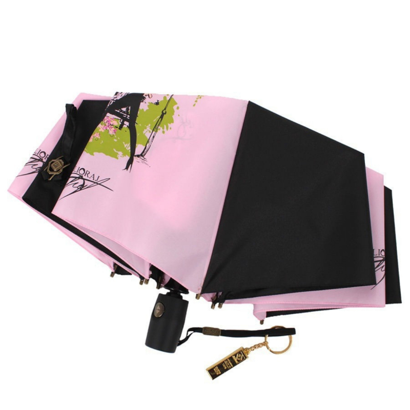 Зонт складной женский автоматический Flioraj 16021 FJ розовый