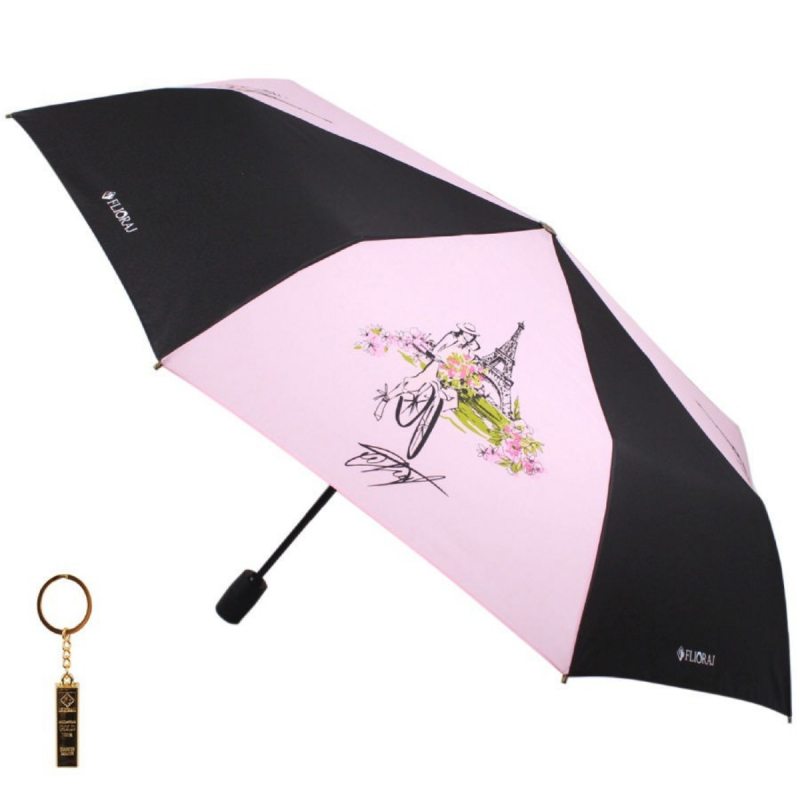 Зонт складной женский автоматический Flioraj 16023 FJ розовый