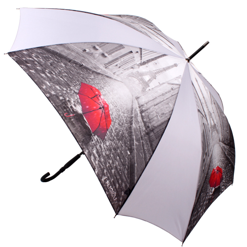Зонт-трость женский полуавтоматический Flioraj 290401 FJ серый