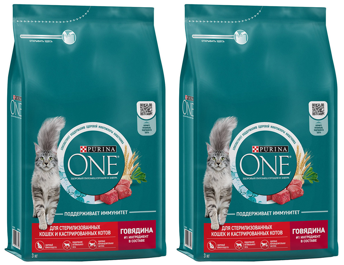 Сухой корм для кошек Purina One, для стерилизованных, говядина, пшеница, 2 шт по 3 кг - купить в ИП Елисеев Леонид Михайлович, цена на Мегамаркет