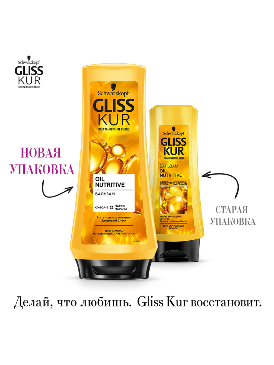 Gliss kur oil nutritive бальзам для длинных секущихся волос