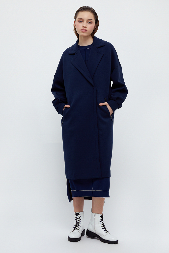 Пальто женское Finn Flare B21-11033 синее XS