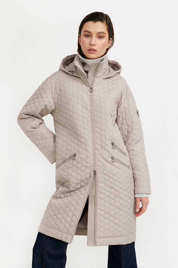 Пальто женское Finn Flare B21-32004 серое XS