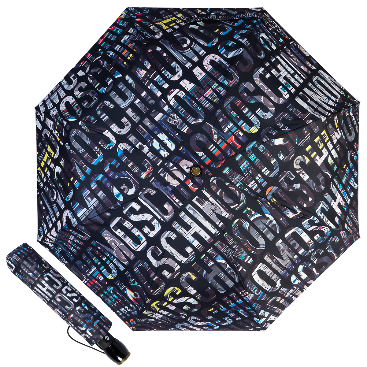 Зонт складной женский автоматический MOSCHINO 8600-OCA black