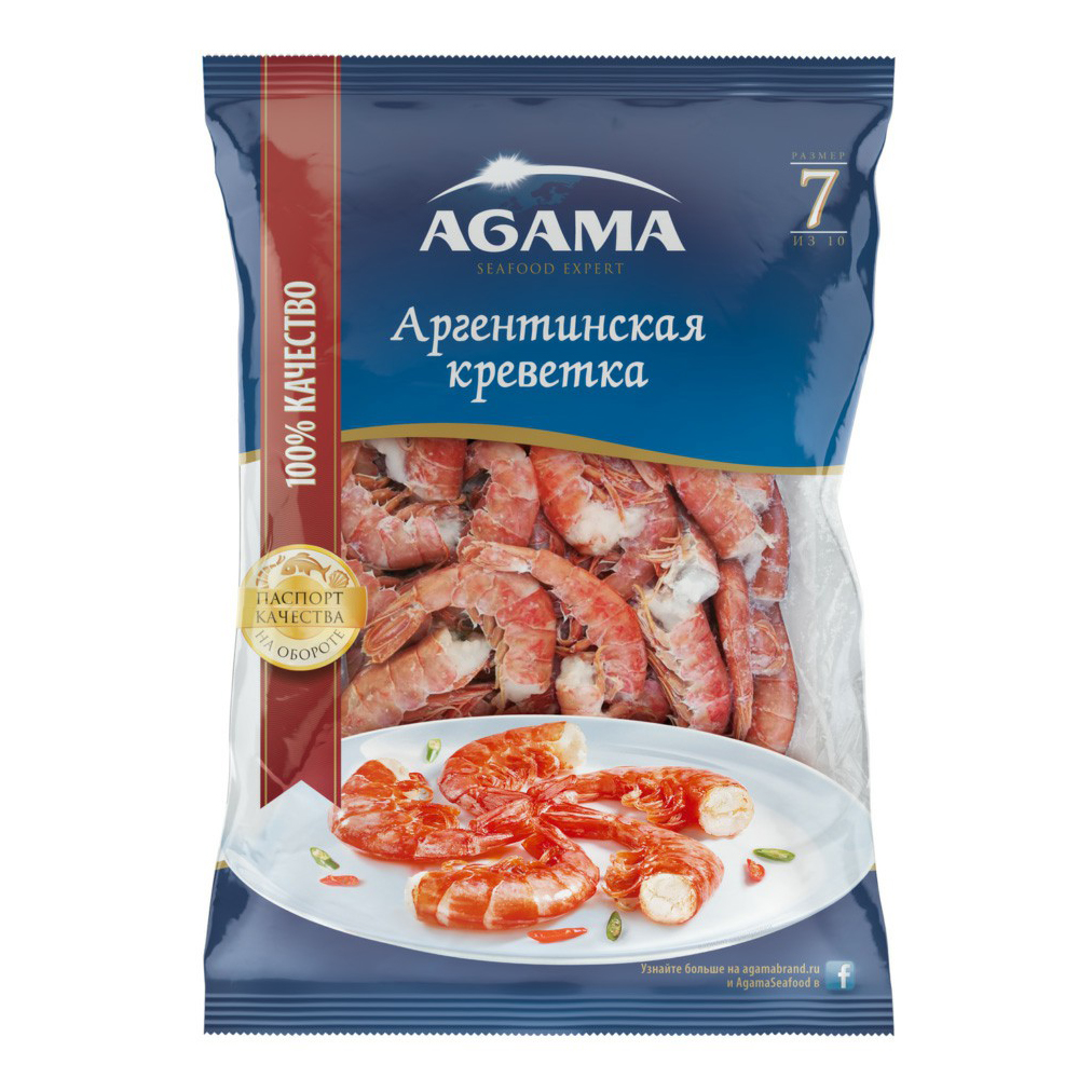 Креветки Agama аргентинские, без головы, свежемороженые, 450 г