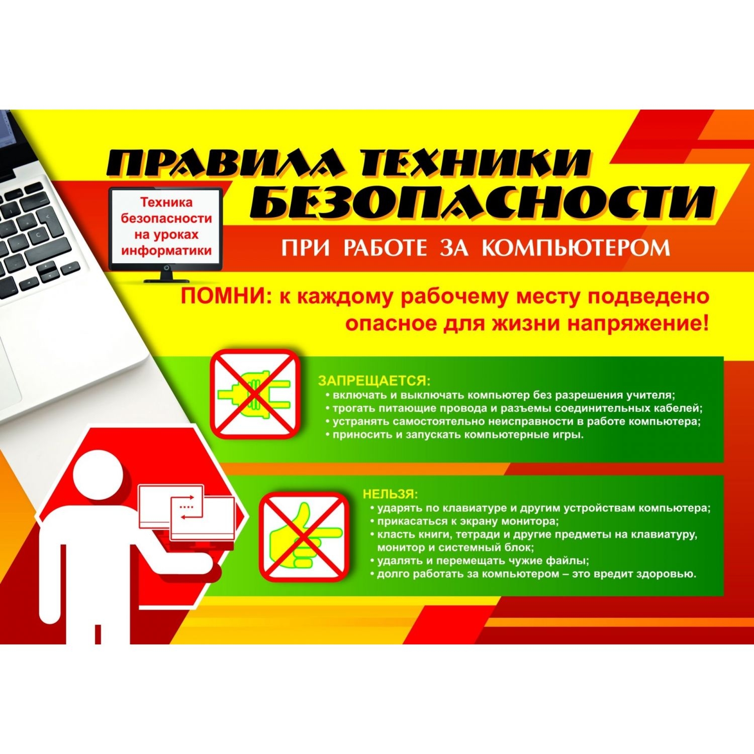 Комплект плакатов "Техника безопасности на уроках информатики"