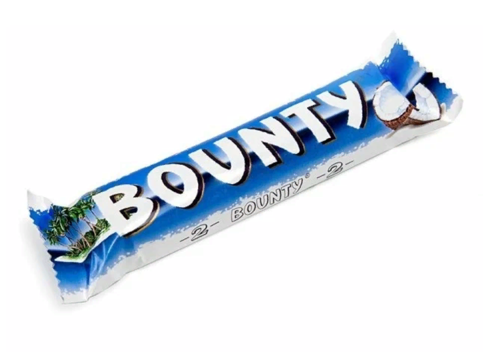 Сколько батончиков в баунти. Шоколадный батончик Bounty 55 г. Баунти молочный 55г. Bounty батончик молочный 55г.