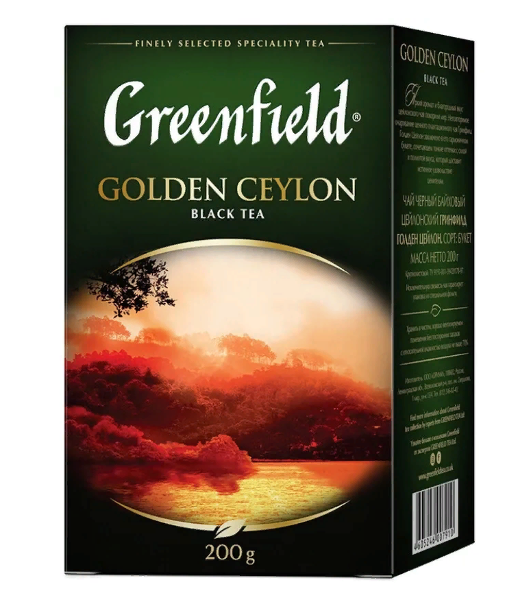 Купить чай GREENFIELD (Гринфилд) Golden Ceylon, черный, листовой, 200 г, цены на Мегамаркет | Артикул: 100058216743