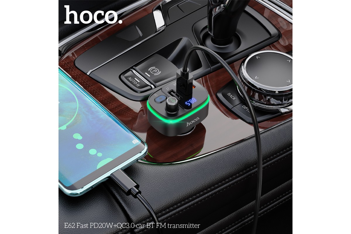 FM трансмиттер HOCO E62 Fast PD20W+QC3.0 car BT FM transmitter с дисплеем -  купить в You_need_it, цена на Мегамаркет