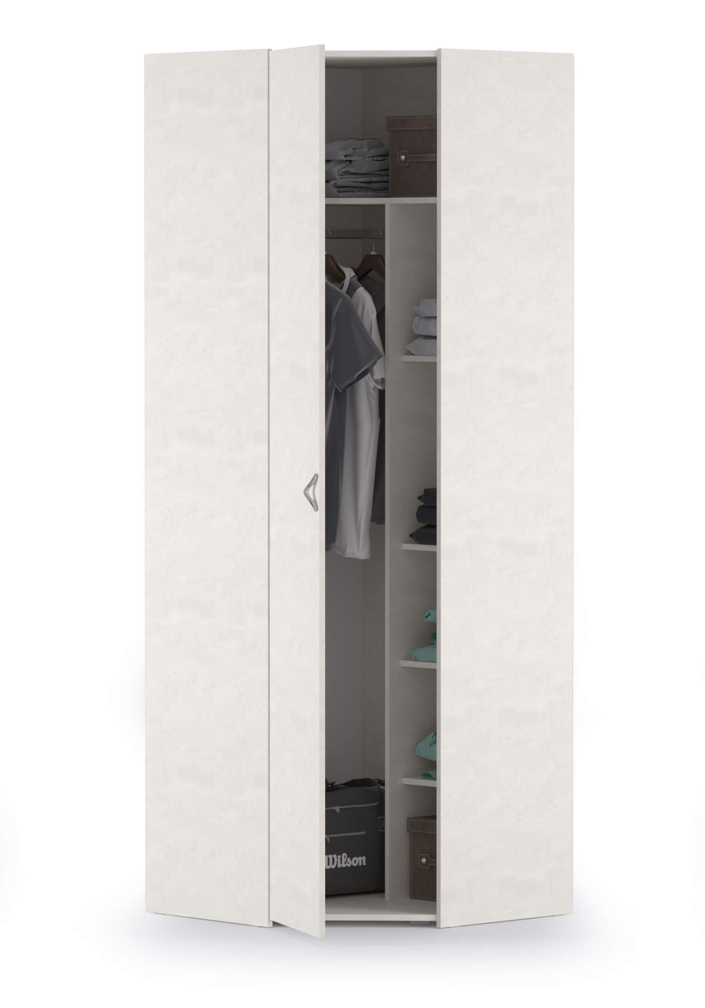 Угловой шкаф для одежды Mobi Амели 13.131 шёлковый камень, 81,3х81,3х230 см.
