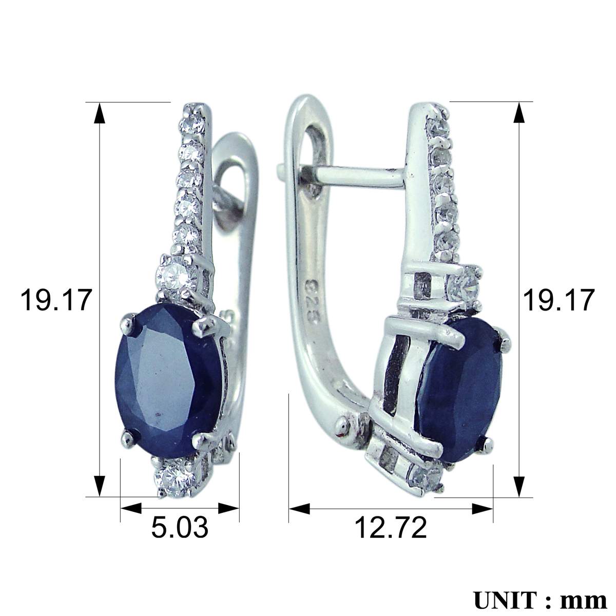 Серьги женские из серебра Balex Jewellery 2405937487, сапфир/фианит