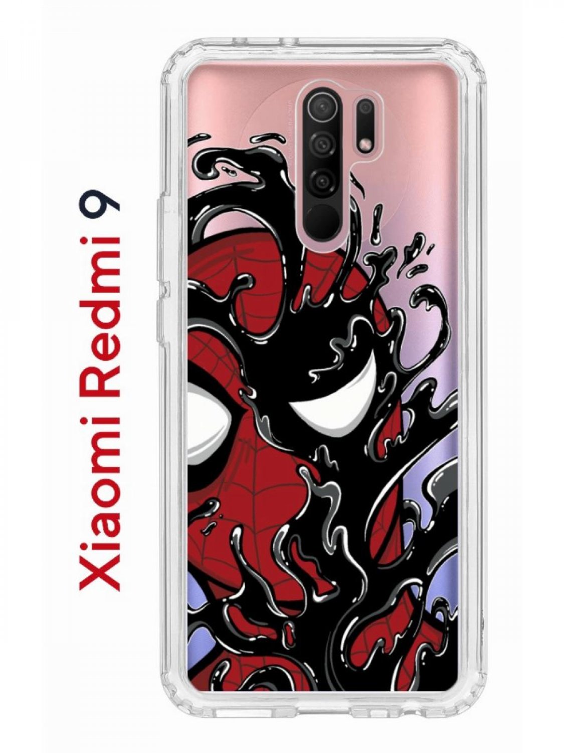 Чехол на Redmi 9 Kruche Print Spider-Man-Venom,противоударный бампер,с  защитой камеры, купить в Москве, цены в интернет-магазинах на Мегамаркет