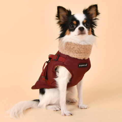 Куртка для собак Puppia Donavan, со встроенной шлейкой, красный, L, длина спины 30.5 см