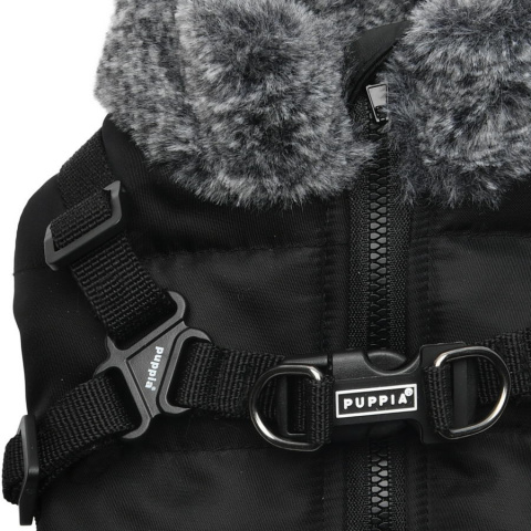 Куртка для собак Puppia Donavan, со встроенной шлейкой, черный, M, длина спины 25.5 см