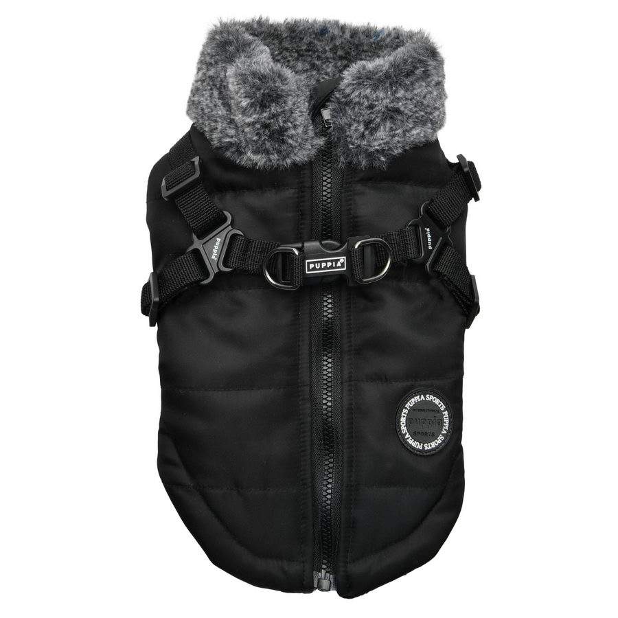 Куртка для собак Puppia Donavan, со встроенной шлейкой, черный, XL, длина спины 35.5 см
